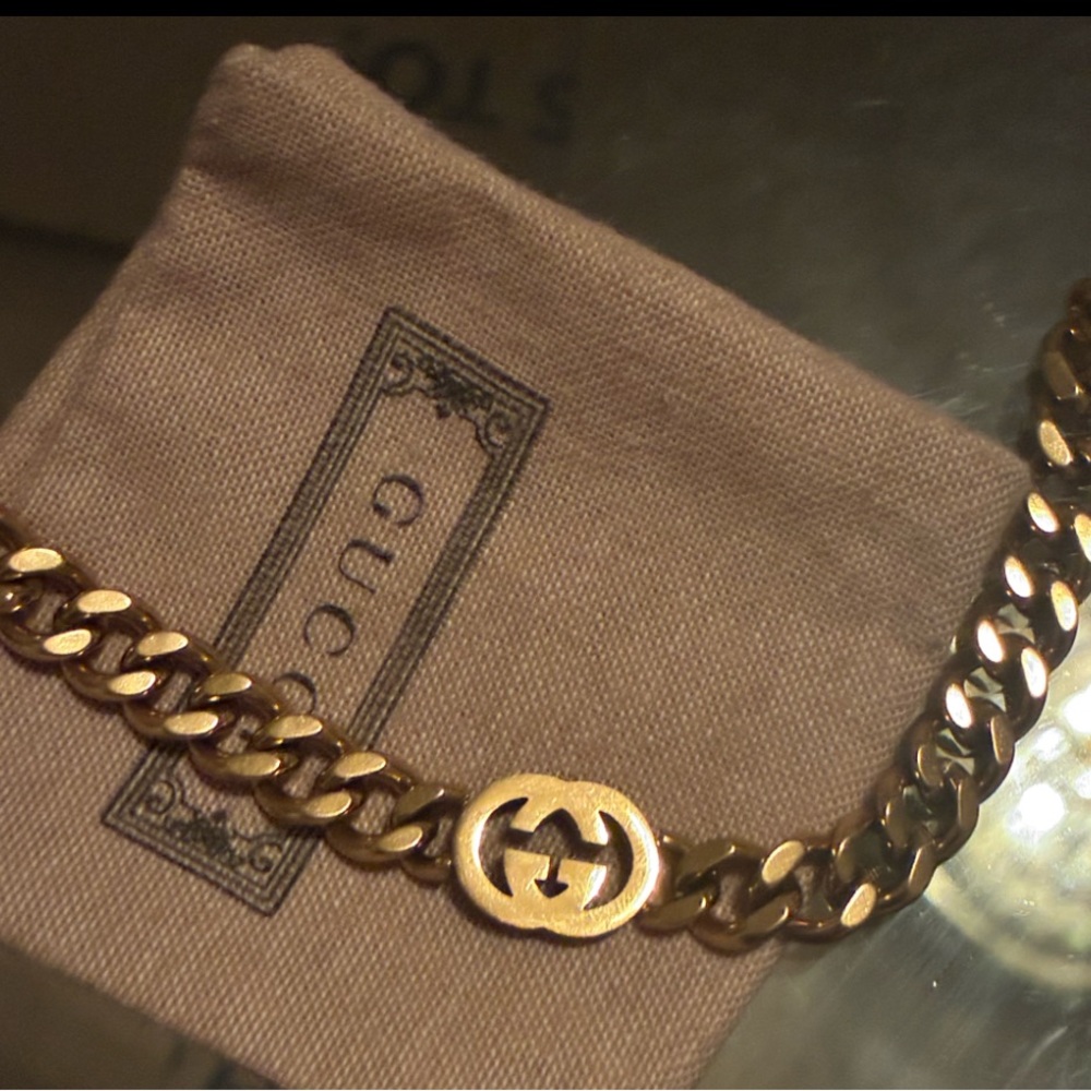 Gold Double G Cuban Lunk Chain Bracelet